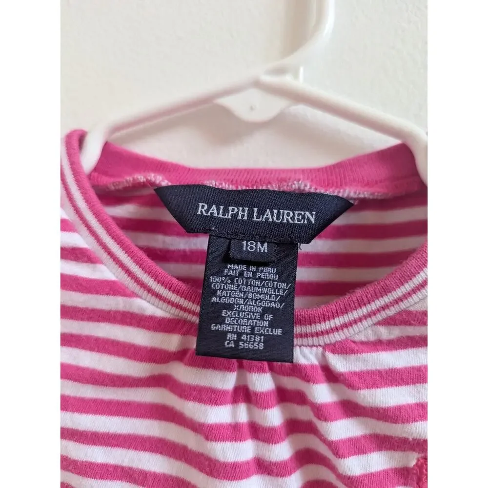 Ralph Lauren Long Sleeve Shirt 18m Girls Pink Stripe Basic